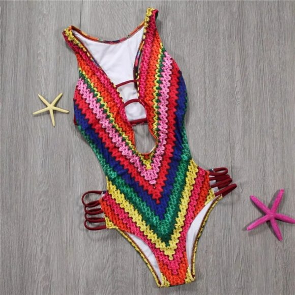 New Multi Cut Out Monokini One Piece Suit - Picture 5 of 8
